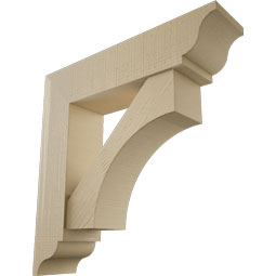 Ekena Millwork - BKTUR0756X32X32WTL01RCPR - Timberthane Faux Wood Westlake Style Bracket w/ Offset Brace, Traditional Ends, 7 1/2"W x 32"D x 32"H, Primed Tan