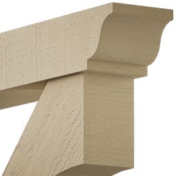 Ekena Millwork - BKTUR0756X32X36WTL01RCPR - Timberthane Faux Wood Westlake Style Bracket w/ Offset Brace, Traditional Ends, 7 1/2"W x 32"D x 36"H, Primed Tan