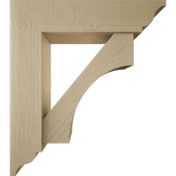 Ekena Millwork - BKTUR0756X32X36WTL01RCPR - Timberthane Faux Wood Westlake Style Bracket w/ Offset Brace, Traditional Ends, 7 1/2"W x 32"D x 36"H, Primed Tan