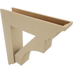 Ekena Millwork - BKTUR0756X32X36WTL01RCPR - Timberthane Faux Wood Westlake Style Bracket w/ Offset Brace, Traditional Ends, 7 1/2"W x 32"D x 36"H, Primed Tan