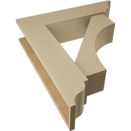 Ekena Millwork - BKTUR0756X32X36WTL01RCPR - Timberthane Faux Wood Westlake Style Bracket w/ Offset Brace, Traditional Ends, 7 1/2"W x 32"D x 36"H, Primed Tan