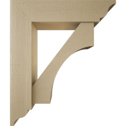 Ekena Millwork - BKTUR0756X32X38WTL01RCPR - Timberthane Faux Wood Westlake Style Bracket w/ Offset Brace, Traditional Ends, 7 1/2"W x 32"D x 38"H, Primed Tan