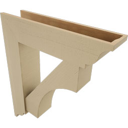 Ekena Millwork - BKTUR0756X32X38WTL01RCPR - Timberthane Faux Wood Westlake Style Bracket w/ Offset Brace, Traditional Ends, 7 1/2"W x 32"D x 38"H, Primed Tan