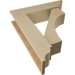 Ekena Millwork - BKTUR0756X32X38WTL01RCPR - Timberthane Faux Wood Westlake Style Bracket w/ Offset Brace, Traditional Ends, 7 1/2"W x 32"D x 38"H, Primed Tan