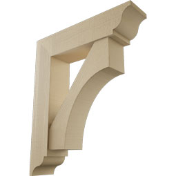 Ekena Millwork - BKTUR0756X32X38WTL01RCPR - Timberthane Faux Wood Westlake Style Bracket w/ Offset Brace, Traditional Ends, 7 1/2"W x 32"D x 38"H, Primed Tan