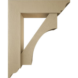 Ekena Millwork - BKTUR0756X32X40WTL01RCPR - Timberthane Faux Wood Westlake Style Bracket w/ Offset Brace, Traditional Ends, 7 1/2"W x 32"D x 40"H, Primed Tan