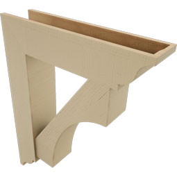 Ekena Millwork - BKTUR0756X32X40WTL01RCPR - Timberthane Faux Wood Westlake Style Bracket w/ Offset Brace, Traditional Ends, 7 1/2"W x 32"D x 40"H, Primed Tan