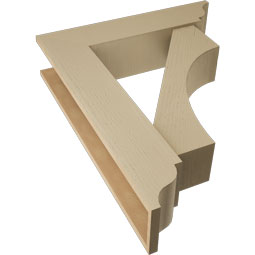 Ekena Millwork - BKTUR0756X32X40WTL01RCPR - Timberthane Faux Wood Westlake Style Bracket w/ Offset Brace, Traditional Ends, 7 1/2"W x 32"D x 40"H, Primed Tan