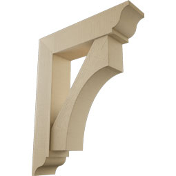 Ekena Millwork - BKTUR0756X32X40WTL01RCPR - Timberthane Faux Wood Westlake Style Bracket w/ Offset Brace, Traditional Ends, 7 1/2"W x 32"D x 40"H, Primed Tan