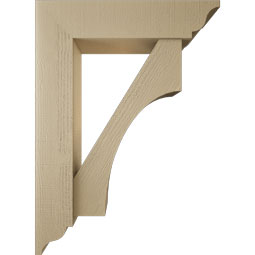 Ekena Millwork - BKTUR0756X32X44WTL01RCPR - Timberthane Faux Wood Westlake Style Bracket w/ Offset Brace, Traditional Ends, 7 1/2"W x 32"D x 44"H, Primed Tan