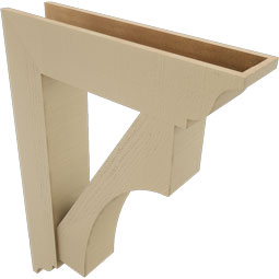 Ekena Millwork - BKTUR0756X32X44WTL01RCPR - Timberthane Faux Wood Westlake Style Bracket w/ Offset Brace, Traditional Ends, 7 1/2"W x 32"D x 44"H, Primed Tan