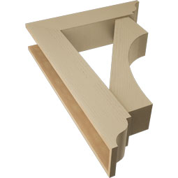 Ekena Millwork - BKTUR0756X32X44WTL01RCPR - Timberthane Faux Wood Westlake Style Bracket w/ Offset Brace, Traditional Ends, 7 1/2"W x 32"D x 44"H, Primed Tan