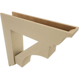 Ekena Millwork - BKTUR0756X34X34WTL01RCPR - Timberthane Faux Wood Westlake Style Bracket w/ Offset Brace, Traditional Ends, 7 1/2"W x 34"D x 34"H, Primed Tan