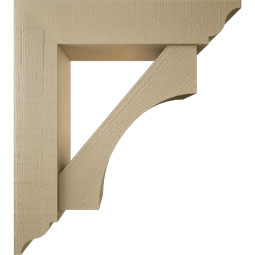 Ekena Millwork - BKTUR0756X34X38WTL01RCPR - Timberthane Faux Wood Westlake Style Bracket w/ Offset Brace, Traditional Ends, 7 1/2"W x 34"D x 38"H, Primed Tan