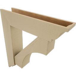 Ekena Millwork - BKTUR0756X34X38WTL01RCPR - Timberthane Faux Wood Westlake Style Bracket w/ Offset Brace, Traditional Ends, 7 1/2"W x 34"D x 38"H, Primed Tan