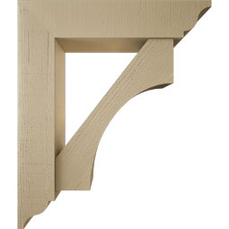 Ekena Millwork - BKTUR0756X34X40WTL01RCPR - Timberthane Faux Wood Westlake Style Bracket w/ Offset Brace, Traditional Ends, 7 1/2"W x 34"D x 40"H, Primed Tan