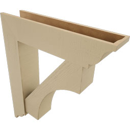 Ekena Millwork - BKTUR0756X34X40WTL01RCPR - Timberthane Faux Wood Westlake Style Bracket w/ Offset Brace, Traditional Ends, 7 1/2"W x 34"D x 40"H, Primed Tan