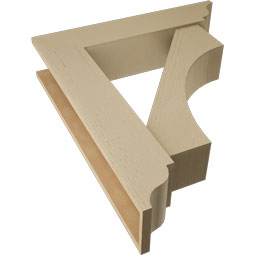 Ekena Millwork - BKTUR0756X34X40WTL01RCPR - Timberthane Faux Wood Westlake Style Bracket w/ Offset Brace, Traditional Ends, 7 1/2"W x 34"D x 40"H, Primed Tan