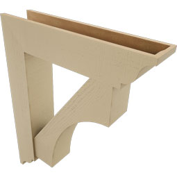 Ekena Millwork - BKTUR0756X34X42WTL01RCPR - Timberthane Faux Wood Westlake Style Bracket w/ Offset Brace, Traditional Ends, 7 1/2"W x 34"D x 42"H, Primed Tan