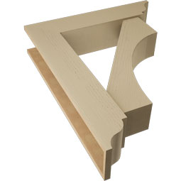 Ekena Millwork - BKTUR0756X34X42WTL01RCPR - Timberthane Faux Wood Westlake Style Bracket w/ Offset Brace, Traditional Ends, 7 1/2"W x 34"D x 42"H, Primed Tan