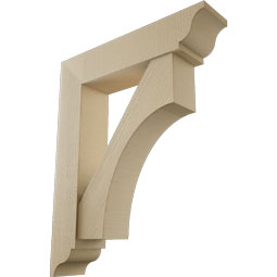 Ekena Millwork - BKTUR0756X34X42WTL01RCPR - Timberthane Faux Wood Westlake Style Bracket w/ Offset Brace, Traditional Ends, 7 1/2"W x 34"D x 42"H, Primed Tan