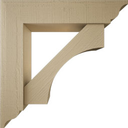 Ekena Millwork - BKTUR0756X36X36WTL01RCPR - Timberthane Faux Wood Westlake Style Bracket w/ Offset Brace, Traditional Ends, 7 1/2"W x 36"D x 36"H, Primed Tan