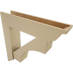 Ekena Millwork - BKTUR0756X36X36WTL01RCPR - Timberthane Faux Wood Westlake Style Bracket w/ Offset Brace, Traditional Ends, 7 1/2"W x 36"D x 36"H, Primed Tan