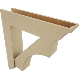 Ekena Millwork - BKTUR0756X36X40WTL01RCPR - Timberthane Faux Wood Westlake Style Bracket w/ Offset Brace, Traditional Ends, 7 1/2"W x 36"D x 40"H, Primed Tan