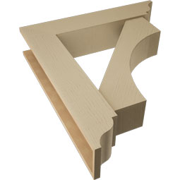 Ekena Millwork - BKTUR0756X36X40WTL01RCPR - Timberthane Faux Wood Westlake Style Bracket w/ Offset Brace, Traditional Ends, 7 1/2"W x 36"D x 40"H, Primed Tan