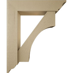 Ekena Millwork - BKTUR0756X36X44WTL01RCPR - Timberthane Faux Wood Westlake Style Bracket w/ Offset Brace, Traditional Ends, 7 1/2"W x 36"D x 44"H, Primed Tan