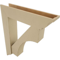 Ekena Millwork - BKTUR0756X36X44WTL01RCPR - Timberthane Faux Wood Westlake Style Bracket w/ Offset Brace, Traditional Ends, 7 1/2"W x 36"D x 44"H, Primed Tan
