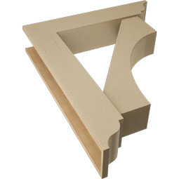 Ekena Millwork - BKTUR0756X36X44WTL01RCPR - Timberthane Faux Wood Westlake Style Bracket w/ Offset Brace, Traditional Ends, 7 1/2"W x 36"D x 44"H, Primed Tan