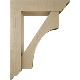 Ekena Millwork - BKTUR0756X36X48WTL01RCPR - Timberthane Faux Wood Westlake Style Bracket w/ Offset Brace, Traditional Ends, 7 1/2"W x 36"D x 48"H, Primed Tan