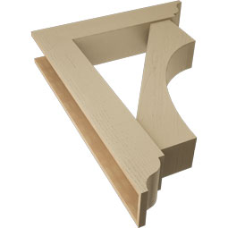 Ekena Millwork - BKTUR0756X36X48WTL01RCPR - Timberthane Faux Wood Westlake Style Bracket w/ Offset Brace, Traditional Ends, 7 1/2"W x 36"D x 48"H, Primed Tan