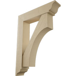 Ekena Millwork - BKTUR0756X36X48WTL01RCPR - Timberthane Faux Wood Westlake Style Bracket w/ Offset Brace, Traditional Ends, 7 1/2"W x 36"D x 48"H, Primed Tan