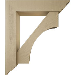 Ekena Millwork - BKTUR0756X38X44WTL01RCPR - Timberthane Faux Wood Westlake Style Bracket w/ Offset Brace, Traditional Ends, 7 1/2"W x 38"D x 44"H, Primed Tan