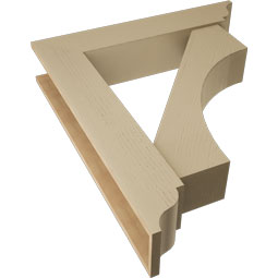 Ekena Millwork - BKTUR0756X38X44WTL01RCPR - Timberthane Faux Wood Westlake Style Bracket w/ Offset Brace, Traditional Ends, 7 1/2"W x 38"D x 44"H, Primed Tan