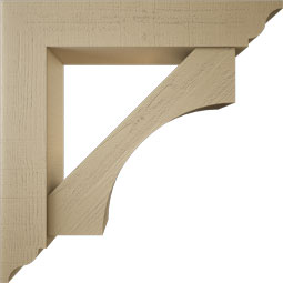 Ekena Millwork - BKTUR0756X40X40WTL01RCPR - Timberthane Faux Wood Westlake Style Bracket w/ Offset Brace, Traditional Ends, 7 1/2"W x 40"D x 40"H, Primed Tan