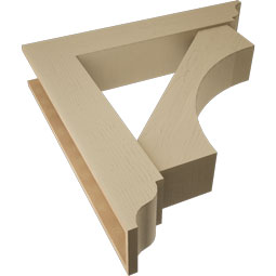 Ekena Millwork - BKTUR0756X40X40WTL01RCPR - Timberthane Faux Wood Westlake Style Bracket w/ Offset Brace, Traditional Ends, 7 1/2"W x 40"D x 40"H, Primed Tan