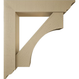 Ekena Millwork - BKTUR0756X40X44WTL01RCPR - Timberthane Faux Wood Westlake Style Bracket w/ Offset Brace, Traditional Ends, 7 1/2"W x 40"D x 44"H, Primed Tan