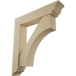 Ekena Millwork - BKTUR0756X40X44WTL01RCPR - Timberthane Faux Wood Westlake Style Bracket w/ Offset Brace, Traditional Ends, 7 1/2"W x 40"D x 44"H, Primed Tan