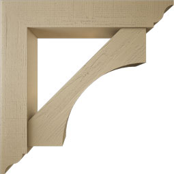 Ekena Millwork - BKTUR0756X42X42WTL01RCPR - Timberthane Faux Wood Westlake Style Bracket w/ Offset Brace, Traditional Ends, 7 1/2"W x 42"D x 42"H, Primed Tan
