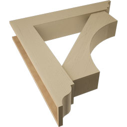 Ekena Millwork - BKTUR0756X42X42WTL01RCPR - Timberthane Faux Wood Westlake Style Bracket w/ Offset Brace, Traditional Ends, 7 1/2"W x 42"D x 42"H, Primed Tan