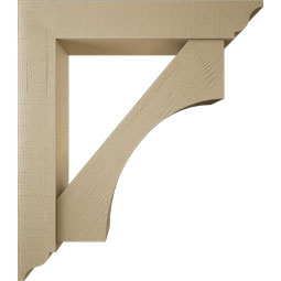 Ekena Millwork - BKTUR0756X42X48WTL01RCPR - Timberthane Faux Wood Westlake Style Bracket w/ Offset Brace, Traditional Ends, 7 1/2"W x 42"D x 48"H, Primed Tan