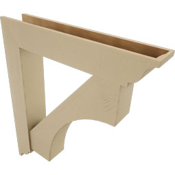 Ekena Millwork - BKTUR0756X42X48WTL01RCPR - Timberthane Faux Wood Westlake Style Bracket w/ Offset Brace, Traditional Ends, 7 1/2"W x 42"D x 48"H, Primed Tan