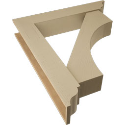 Ekena Millwork - BKTUR0756X42X48WTL01RCPR - Timberthane Faux Wood Westlake Style Bracket w/ Offset Brace, Traditional Ends, 7 1/2"W x 42"D x 48"H, Primed Tan