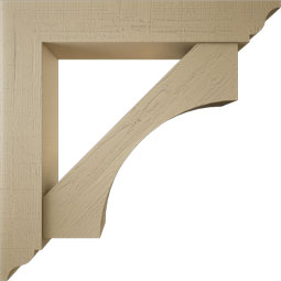 Ekena Millwork - BKTUR0756X44X44WTL01RCPR - Timberthane Faux Wood Westlake Style Bracket w/ Offset Brace, Traditional Ends, 7 1/2"W x 44"D x 44"H, Primed Tan