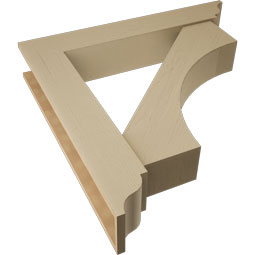 Ekena Millwork - BKTUR0756X44X44WTL01RCPR - Timberthane Faux Wood Westlake Style Bracket w/ Offset Brace, Traditional Ends, 7 1/2"W x 44"D x 44"H, Primed Tan