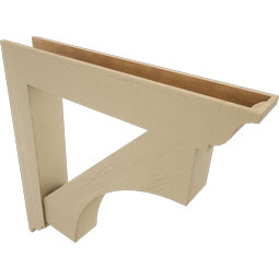 Ekena Millwork - BKTUR0756X46X46WTL01RCPR - Timberthane Faux Wood Westlake Style Bracket w/ Offset Brace, Traditional Ends, 7 1/2"W x 46"D x 46"H, Primed Tan