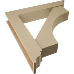 Ekena Millwork - BKTUR0756X46X46WTL01RCPR - Timberthane Faux Wood Westlake Style Bracket w/ Offset Brace, Traditional Ends, 7 1/2"W x 46"D x 46"H, Primed Tan
